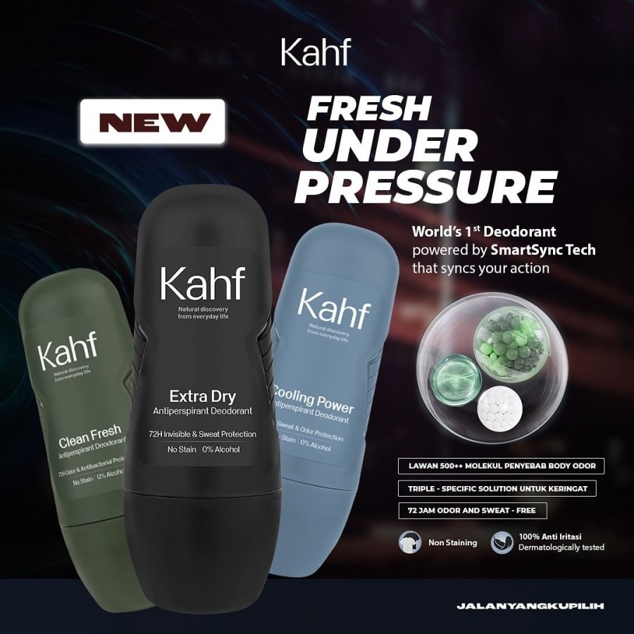 Kahf Antiperspirant Deodorant Roll On 45 ml - Deodorant Pria / Merah Jingga Official - Gambar 4