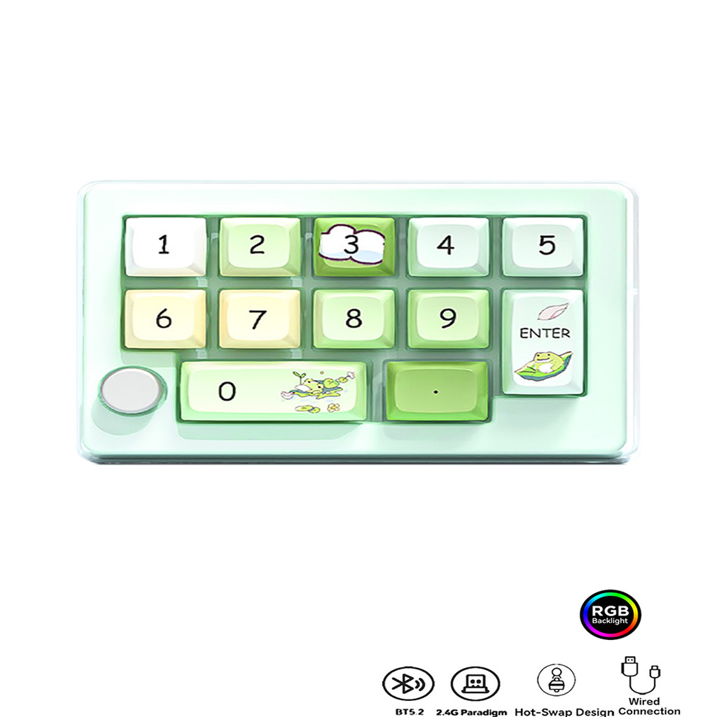 Bluetooth Tri-Mode Wireless RGB Backlit Number Keyboard Mechanical ...