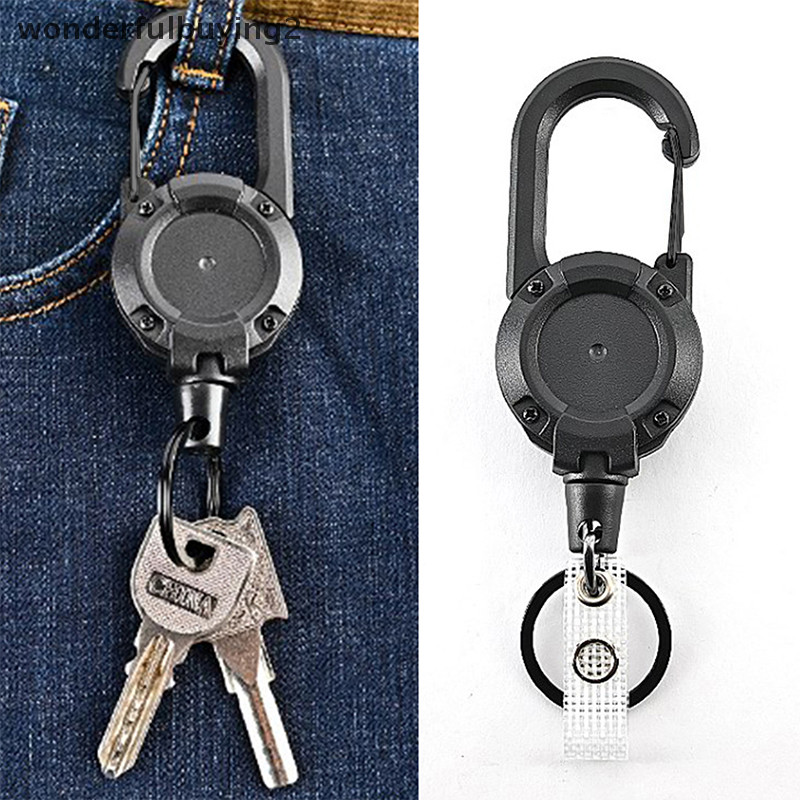 wonderfulbuying2 Anti theft Metal Easy to pull Buckle Rope Elastic Keychain Retractable Key Ring Anti Lost Ski Pass ID Card wonderfulbuying2 Shopee Singapore