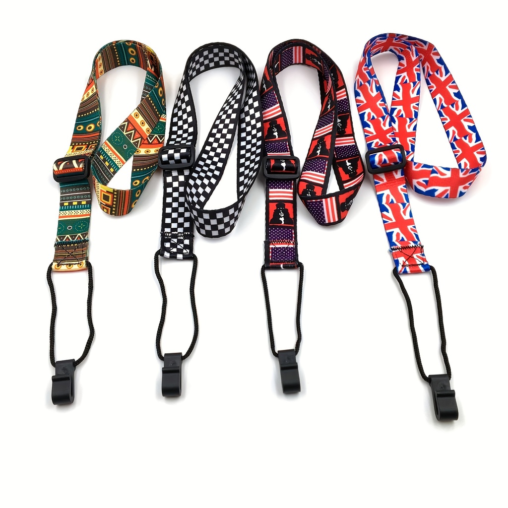 Folk-Style Ukulele & Guitar Strap with Hooks - Multifunctional, Compact ...