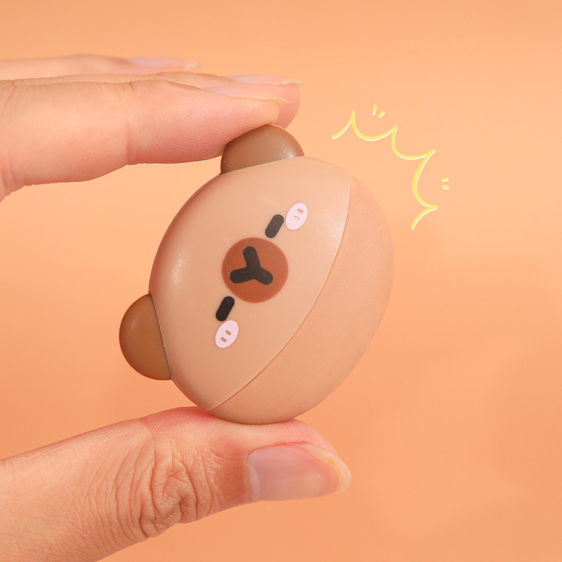 2Pieces Cute Cartoon Capybara Temperature Control Oval Friction Rubber ...