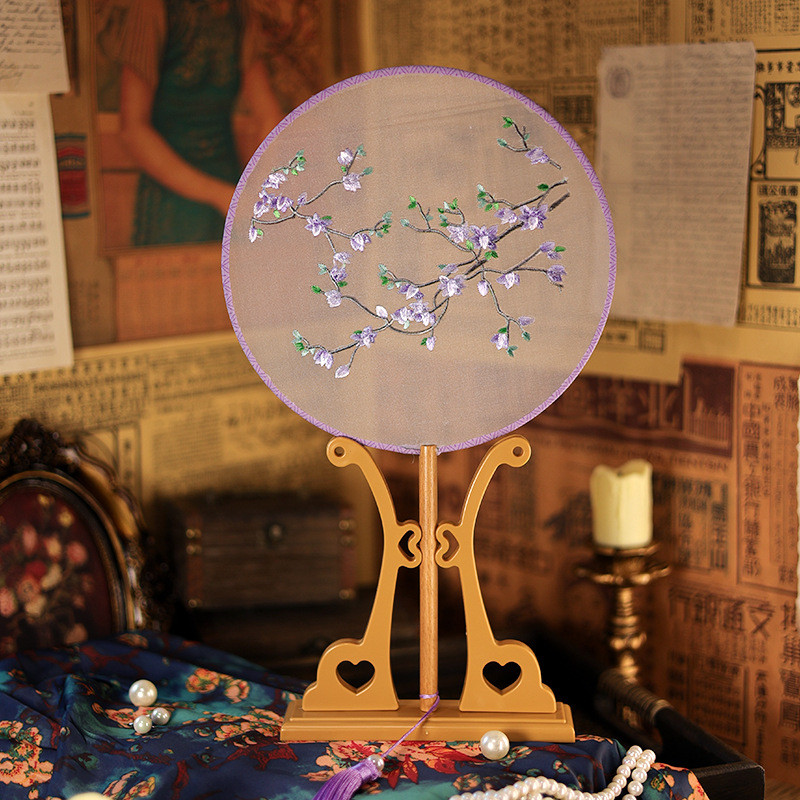 Silk-textured Portable Manual Hand Fan One-side Chinese Handheld ...