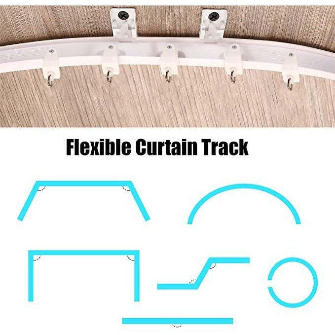 Flexible Curtain Track Rail Side/Top Mount Runner Gliders Bracket ...