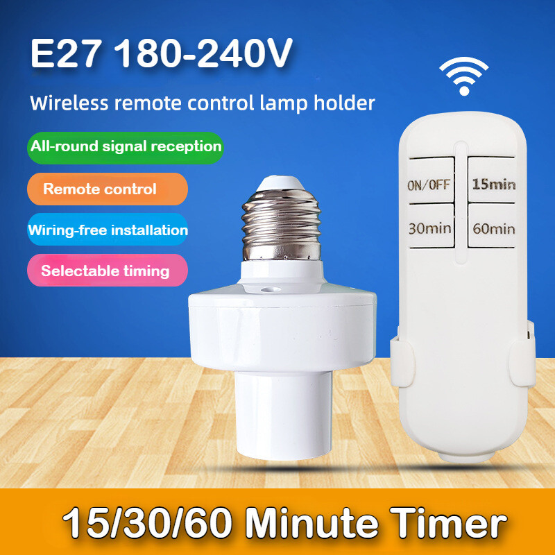 Remote Control Light Bulb Socket, E27 Screw in Adapter and 15/30/60 Min ...