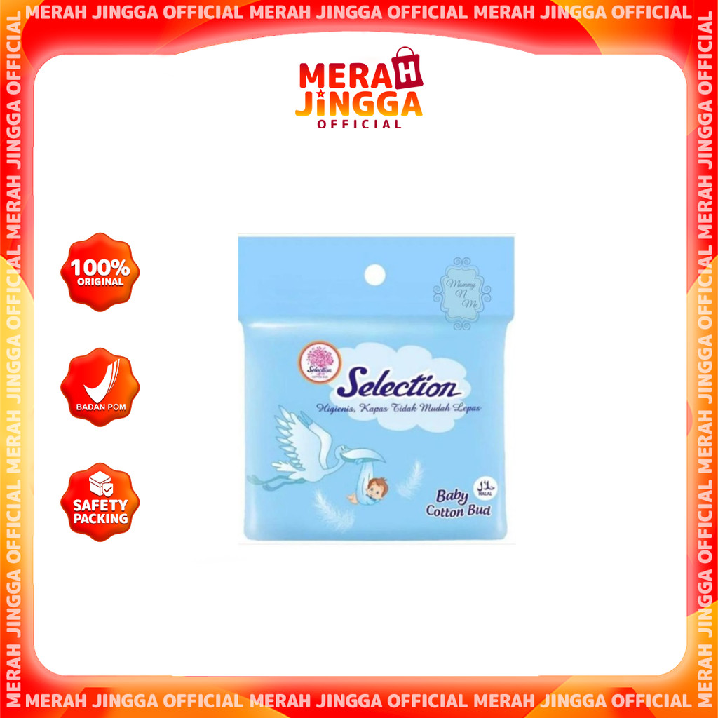 Selection Baby Cotton Bud 100pc / Merah Jingga Official
