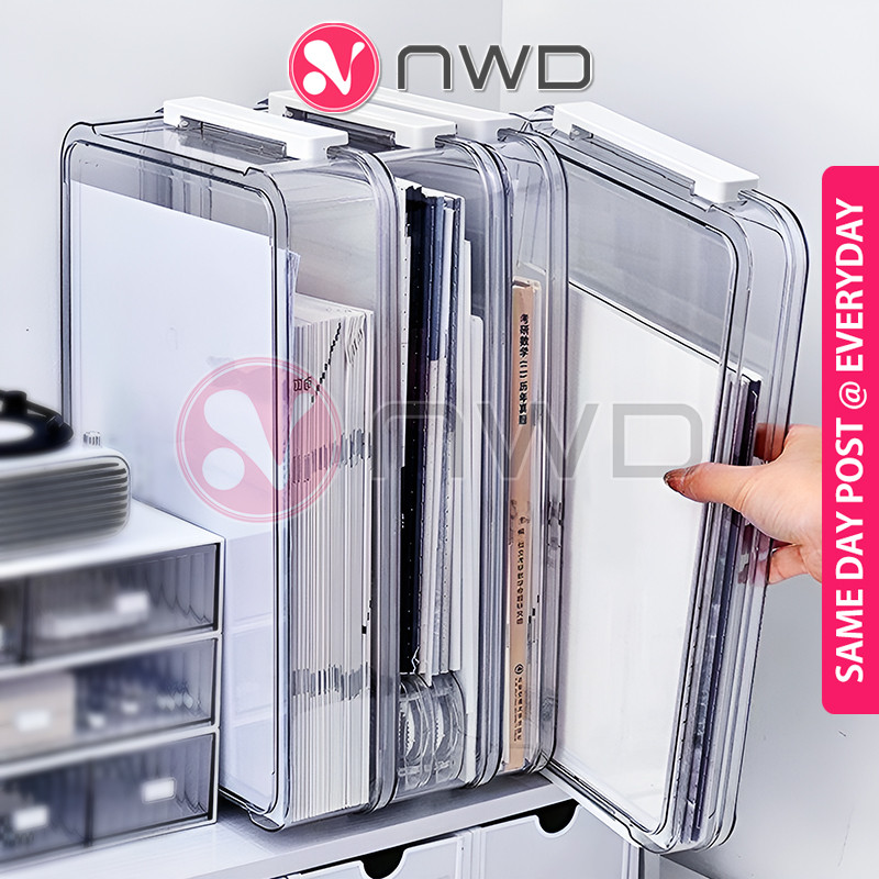 FAIL SELAMAT 》 Transparent File Storage Box A4 Document Organizer Kotak ...