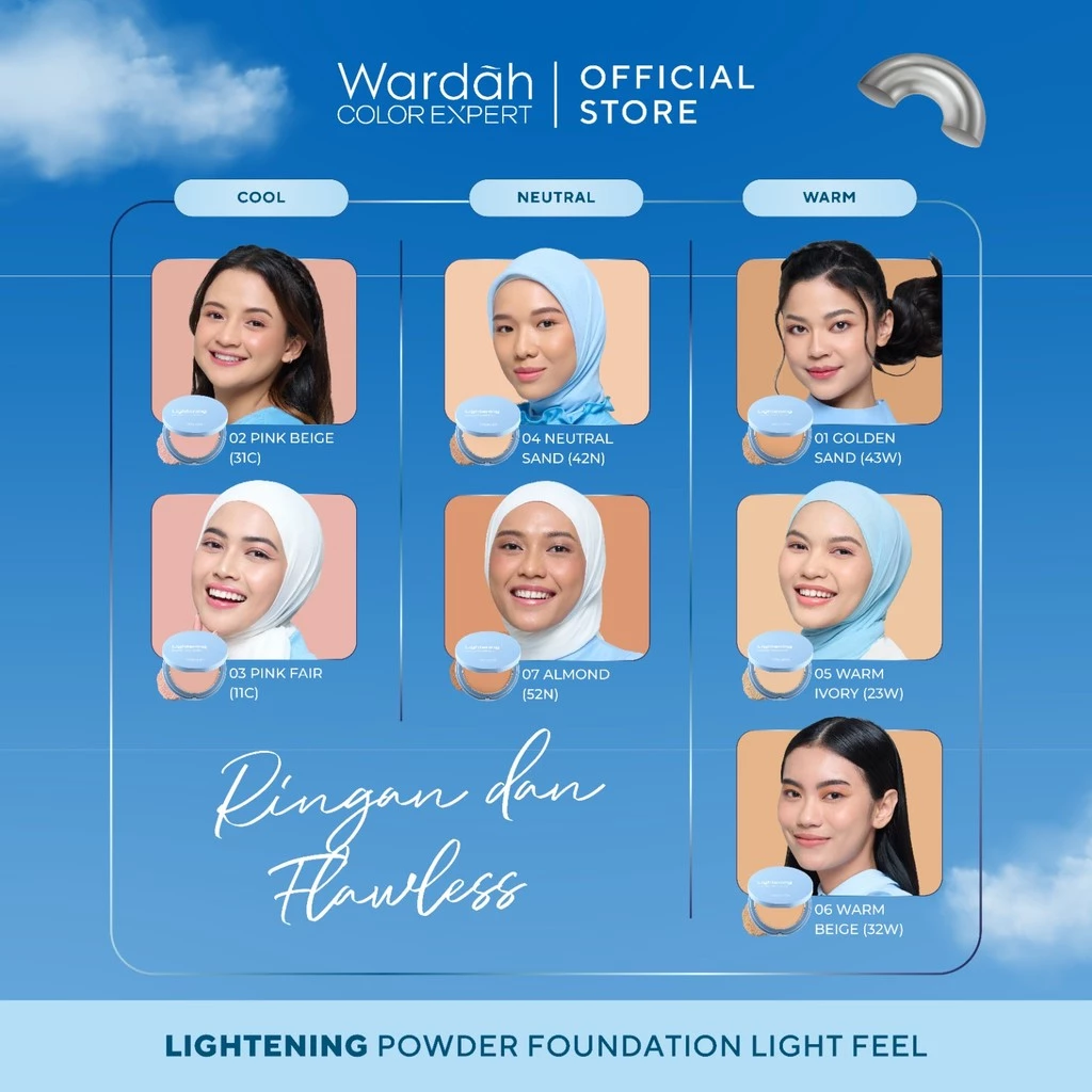 [BUNDLE] WARDAH Lightening Powder Foundation Light Feel 12 g & Refill - Two Way Cake - TWC - Refill TWC - Bedak Padat Tahan Lama - Makeup - Gambar 2