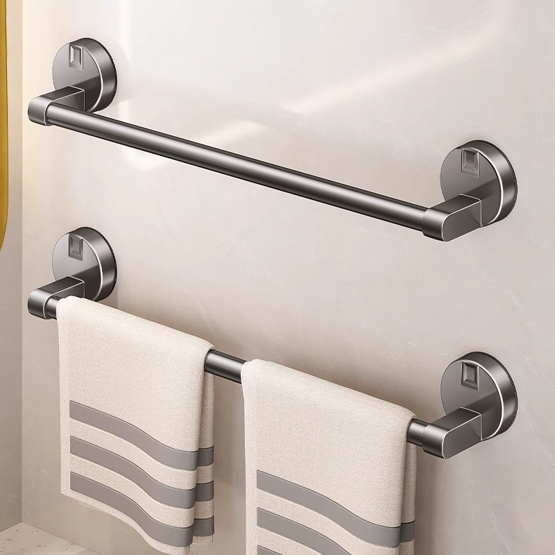 Suction Cup Towel Rack, Wall Mounted Bathroom Towel Holder Shelves, No Punching Towel Rod Towel ...
