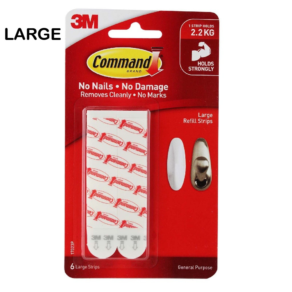 3M Command Large Refill Strips 17023 P 6 strips per pack Wall Hang ...