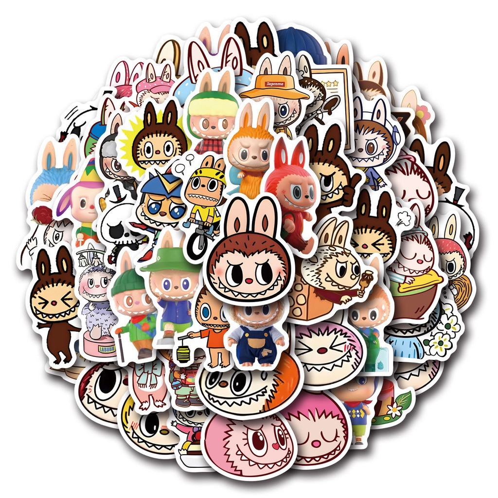 55PCS Cartoon Cute Labubu Waterproof Graffiti Stickers for Helmet ...