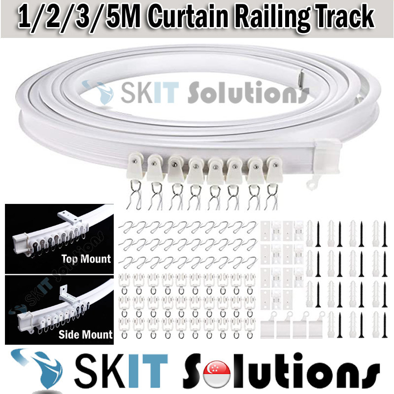 Flexible Curtain Track Rail Side/Top Mount Runner Gliders Bracket ...