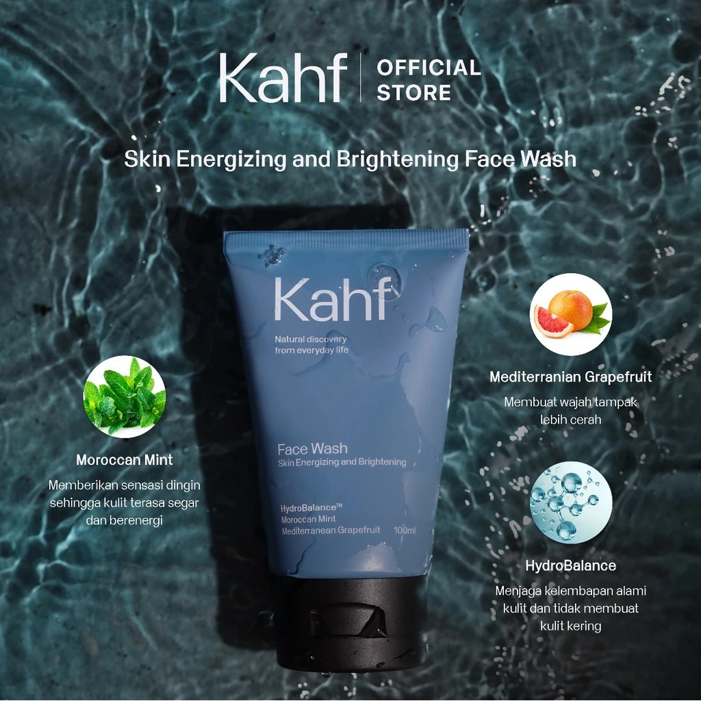 Kahf Skin Energizing and Brightening Face Wash - Pembersih Wajah Pria Cerah / Merah Jingga Official - Gambar 4