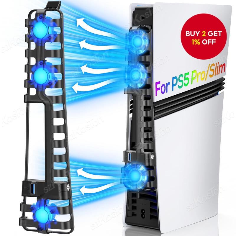 PS5 Pro/PS5 Slim Disc/Digital Editions External Fan Cooler with LED ...