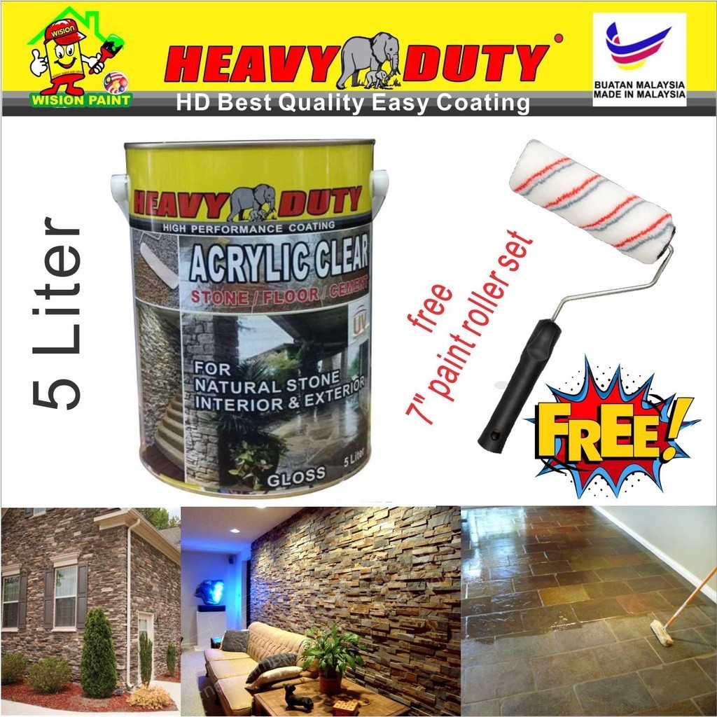 5L ACRYLIC CLEAR HEAVY DUTY ( CLEAR GLOSS ) ( free 7
