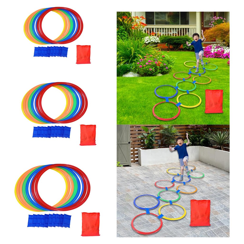 [Homyl478] 10 Pieces Hopscotch Rings Jump Game Play Set for Boys Girls ...