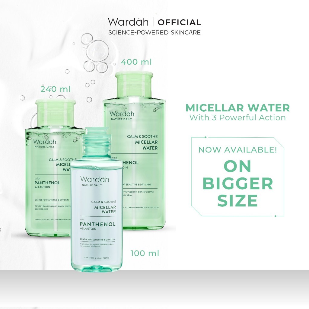 WARDAH Micellar Water (Perfect Bright, Nature Daily, Lightening Oil, Acnederm) - Pembersih Make Up Waterproof - Skincare - Gambar 2
