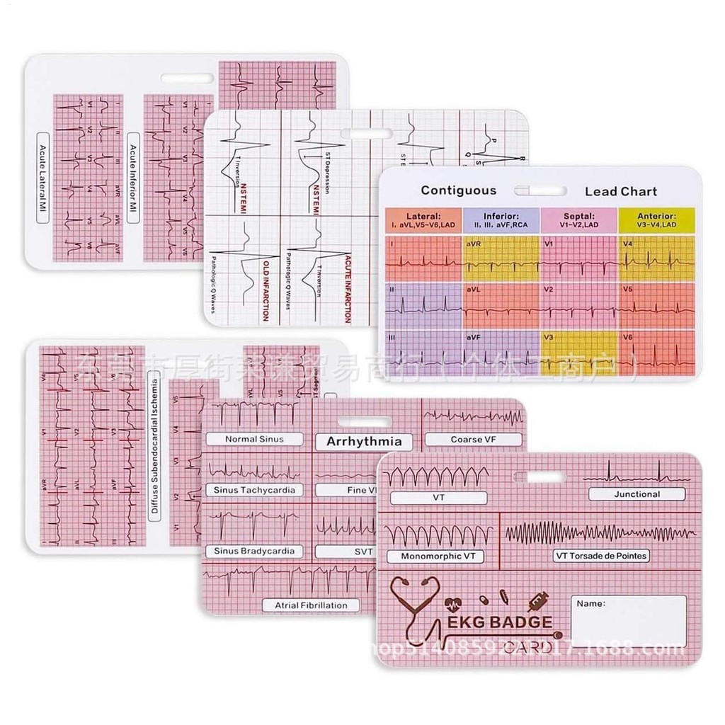 Ekg Badge Card Ekg Pocket Guide 3 Piece Ecg Accessories with Cardiac ...