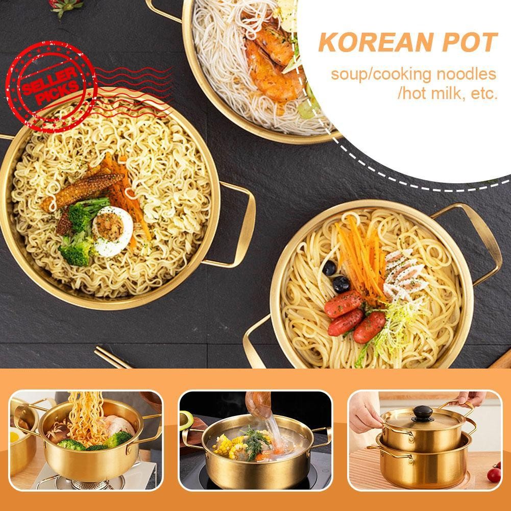 Korean Pot Ramen Korean style Gold Noodle Pot With Lid Korea Cookware Stainless Steel M0r3