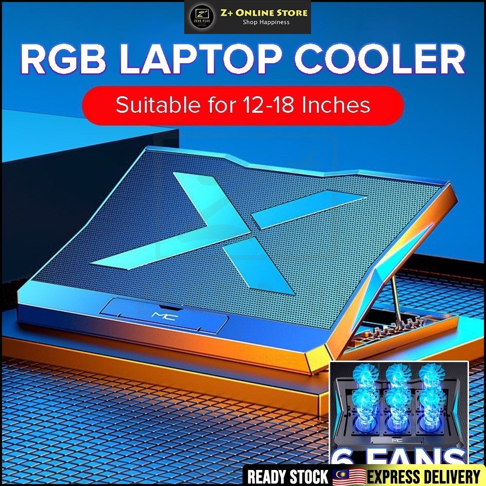 MC Q3 Gaming Laptop Cooler with 6 Fans Adjustable Height Laptop ...