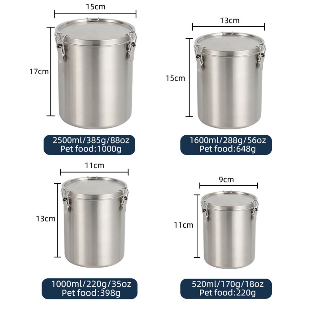 FSFO_520/1000/1600/2500ml Stainless Steel Tanks Sealed Kitchen Food ...