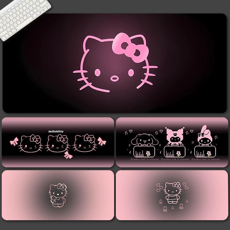Cartoon Mouse Pad Cute Hello Kitty in Black and Pink Pattern Extra ...