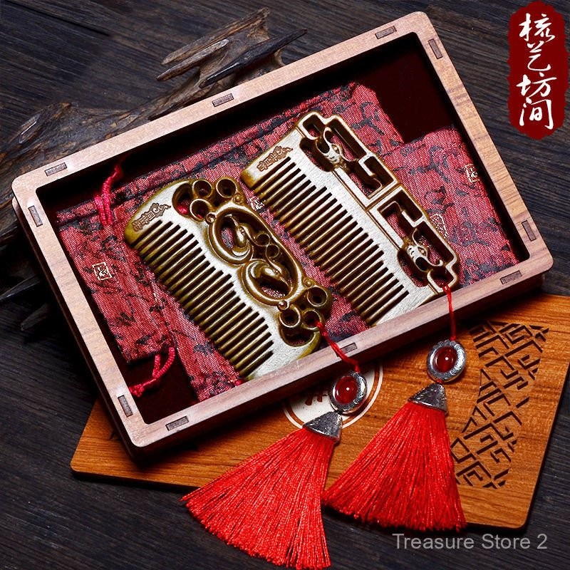 Lettering Wedding Dowry Dragon and Phoenix Suit Carry-on Couple Combs ...