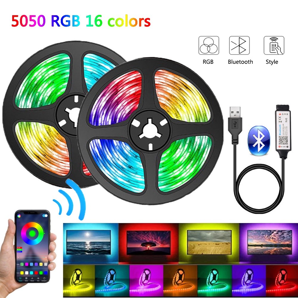 5M LED Strip Lights RGB USB Infrared Bluetooth Control Luminous ...