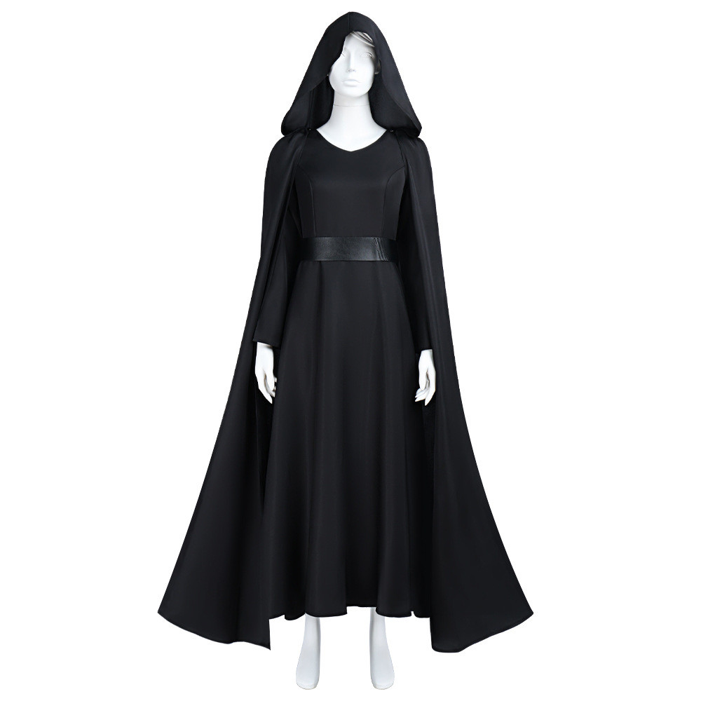 Star Wars Rey Jedi Cosplay Costume: Long Black Dress and Robe with Hood ...