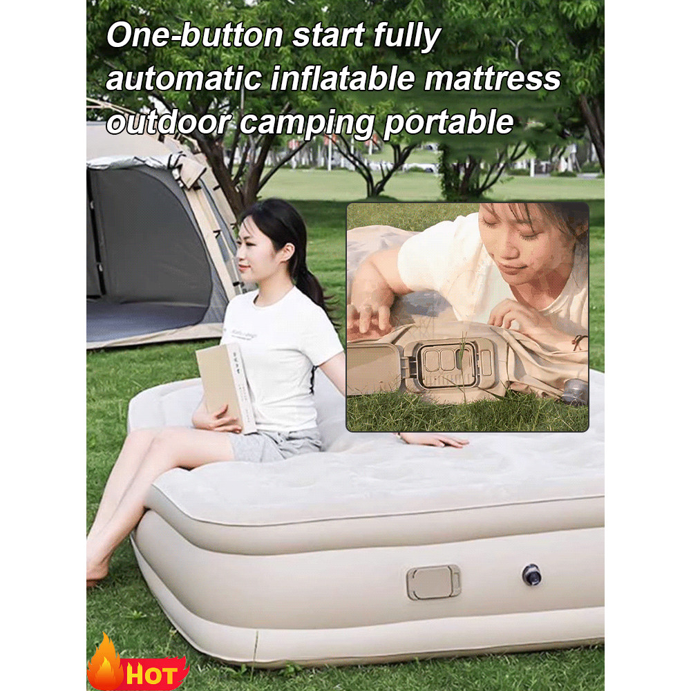 One button start fully automatic inflatable mattress outdoor camping portable outdoor camping mattress portable foldable double inflatable mattress Shopee Singapore