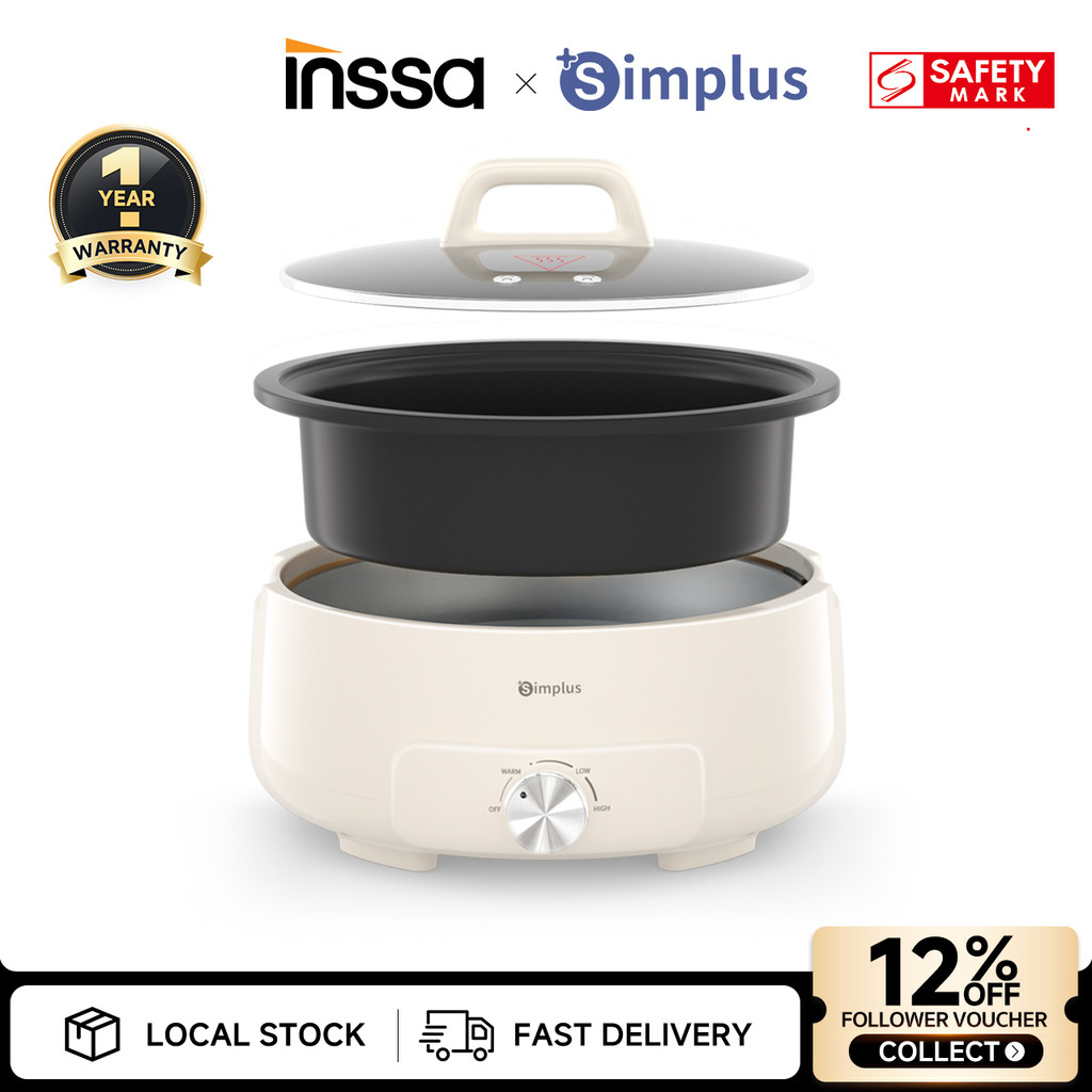Inssa 4.2L Electric Hot Pot丨1400W High Power丨3 Temperature Levels丨 Non ...