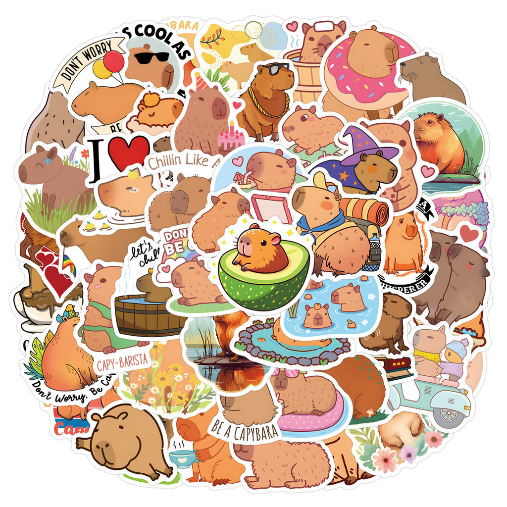 60 pcs Cute Capybara Waterproof PVC Stickers (3) | Shopee Singapore