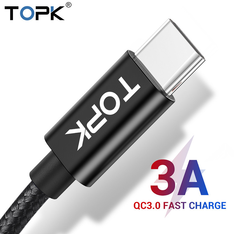 Topk An18 2M Nylon Type C Micro Usb Cable 2.4A Fast Charging Usb Charge  Data Cable For Iphone Shopee Singapore