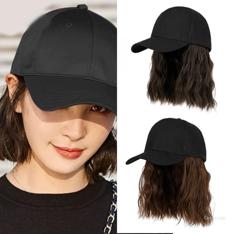 Crazy Women Baseball Hat with Attached Short Curly Hair Wig - Main Image