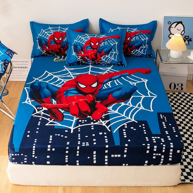 Cartoon Spider Man Bed Sheet for Boy Kid Marvel Anime Fitted