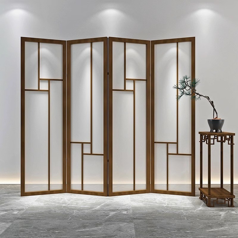 New Chinese Style Solid Wood Folding Movable Screen Living Room