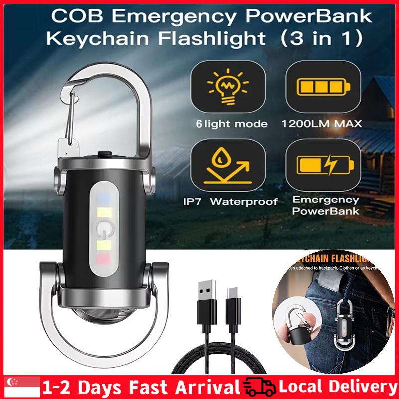 ⚡SG Stock⚡3PCS Portable Mini Flashlight Keychain COB LED Outdoor Mini ...