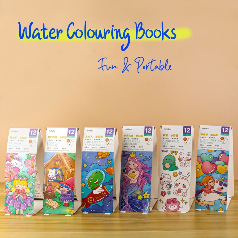 [SG Stock] Kids Watercolor Painting Book Set With Paintbrush, Children ...