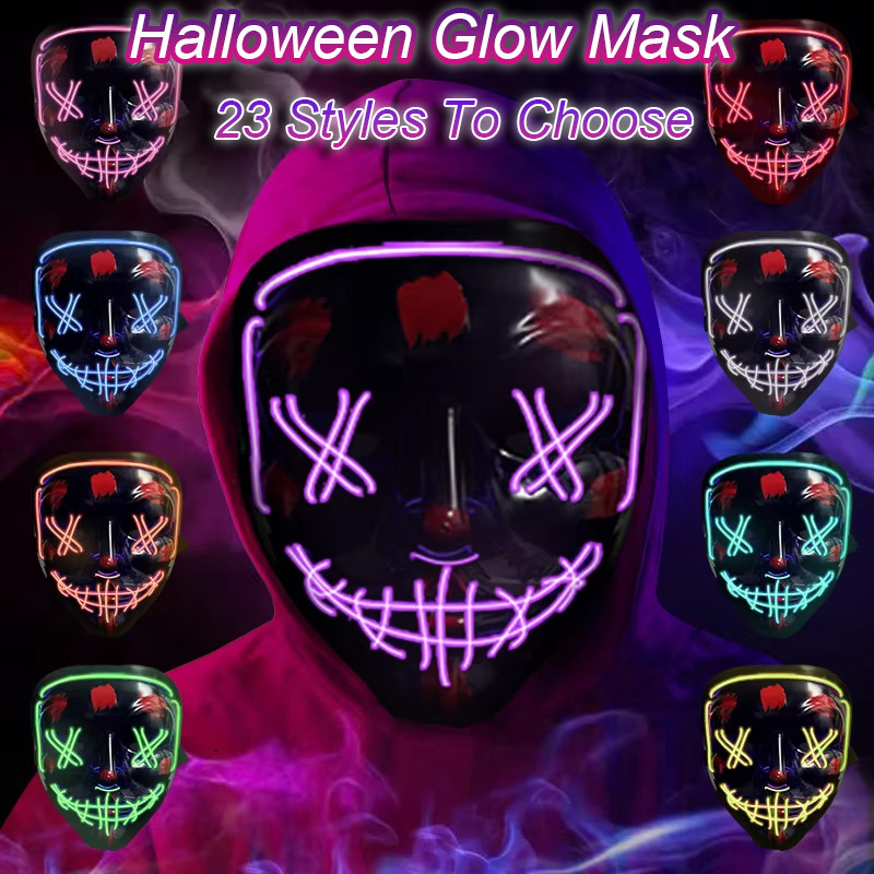 LED Halloween Scary Mask for Women Men Gift Costume Parties Dance ...