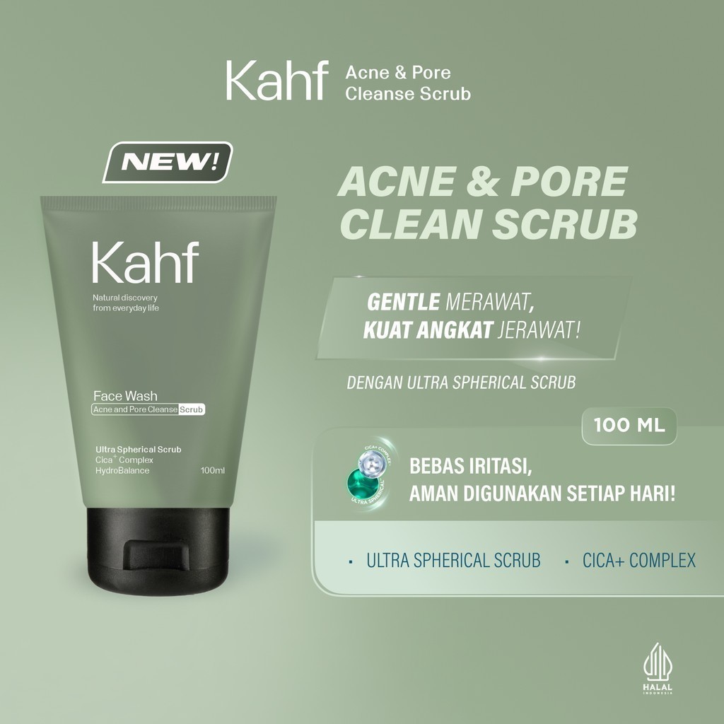 Kahf Acne and Pore Cleanse Face Wash 100ml - Daily Scrub / Merah Jingga Official - Gambar 3