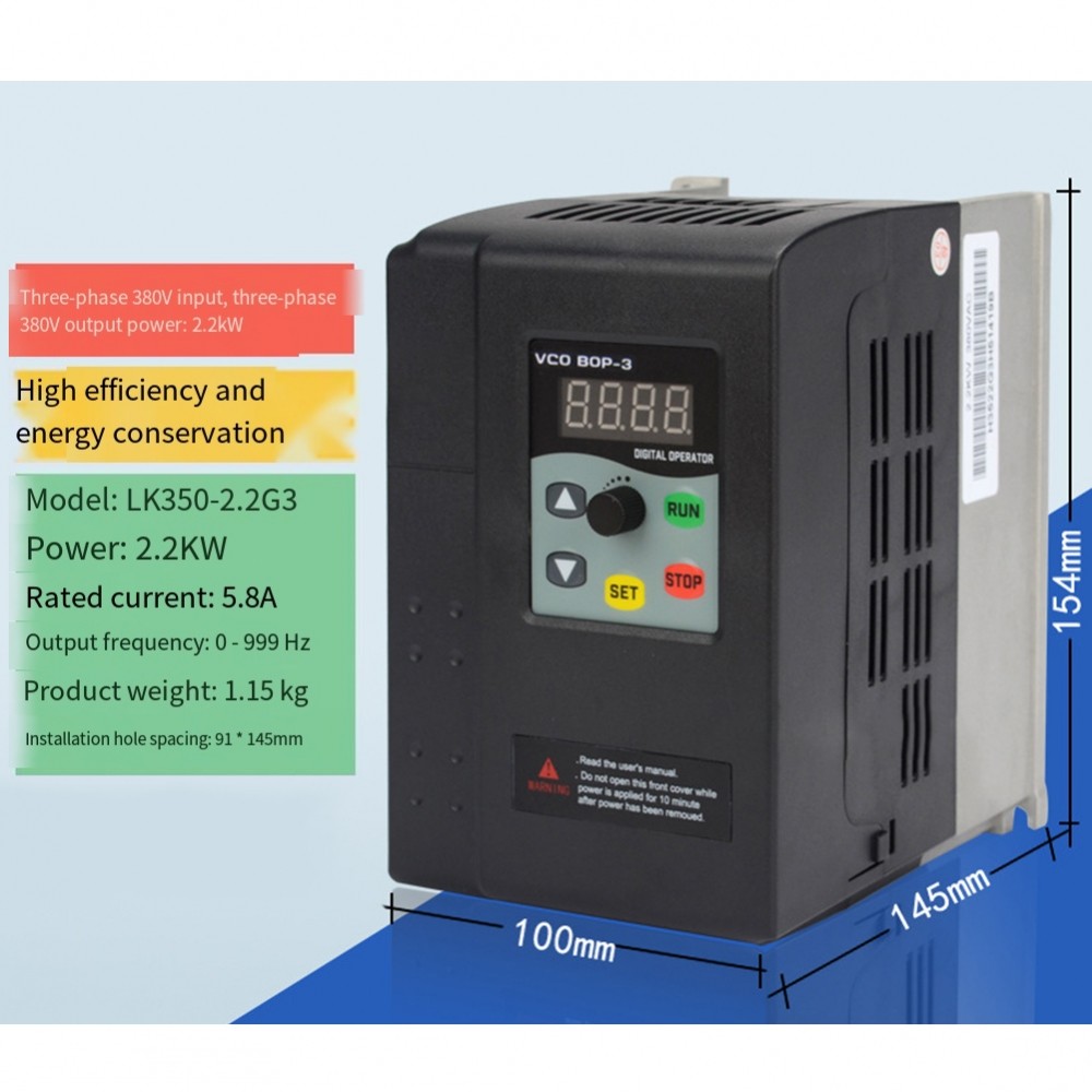 380V 2.2 KW Speed Controller 3 Phase Variable Frequency Drive for 3 ...