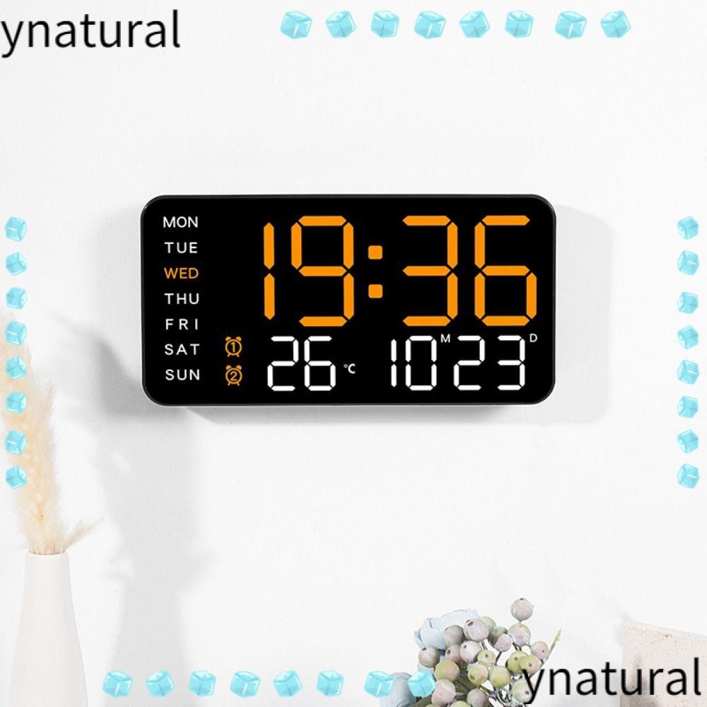YNATURAL Electronic Wall Clock, Wall-mounted Temperature Digital LED ...