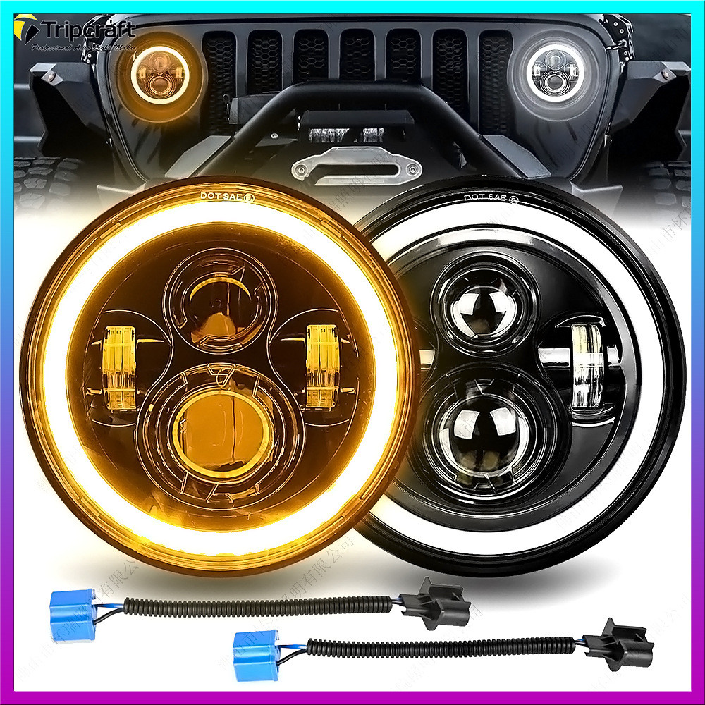 led Car Lights7Inch Wrangler Headlight Round Angel Eye Motorcycle ...