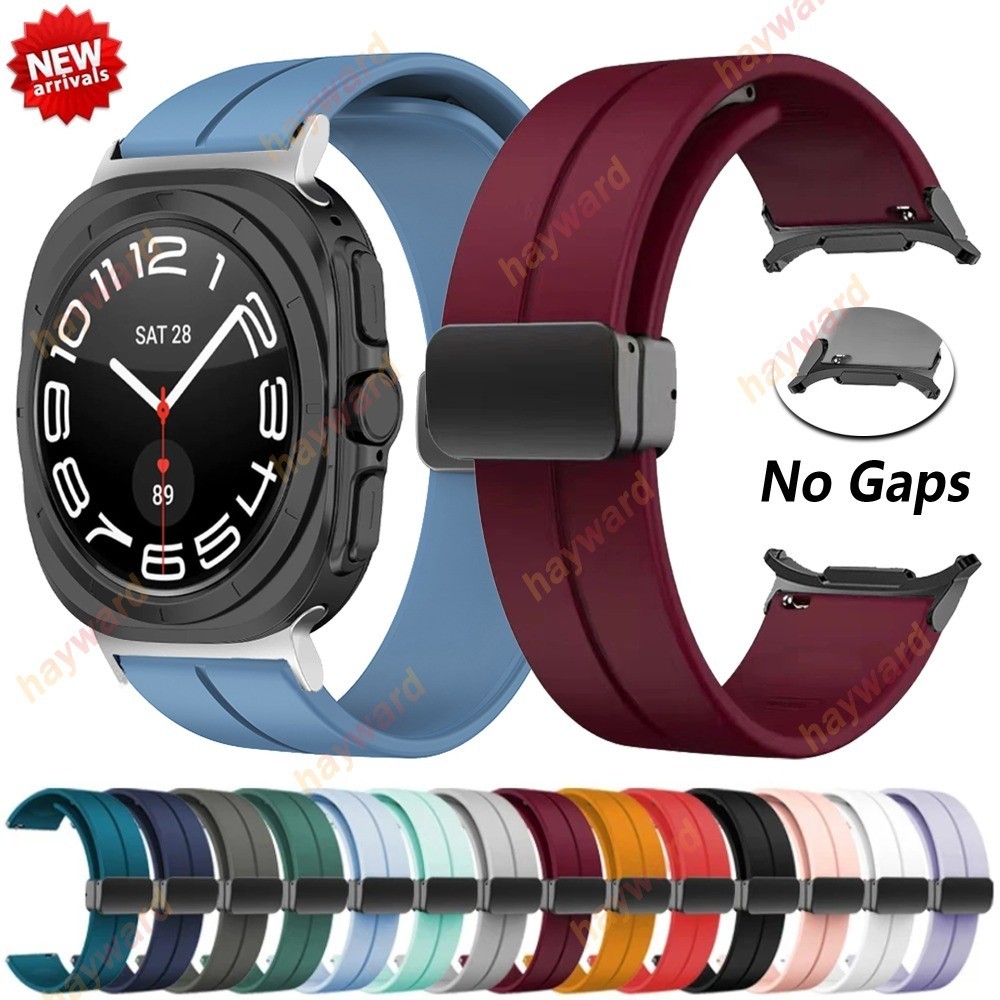 No Gaps Magnetic Silicone Band for Samsung Galaxy Watch 7 Ultra 47mm Soft Sport Bracelet for Galaxy Watch Ultra Replacement Strap Correa