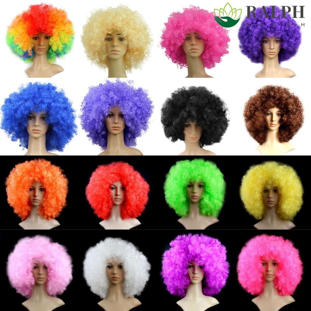 RALPH Halloween Party Afro Wigs Big Curly Hair Funny Wig Colorful Cosplay Hairs Stage Show Clown Props Rainbow Costume Party Football Fans Wigs Fancy Party Shopee Singapore