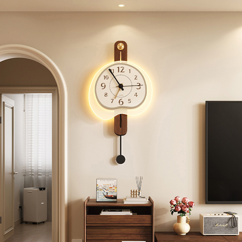 Retro Wall Clock With Pendulum For Living Room Dining Room Simple ...