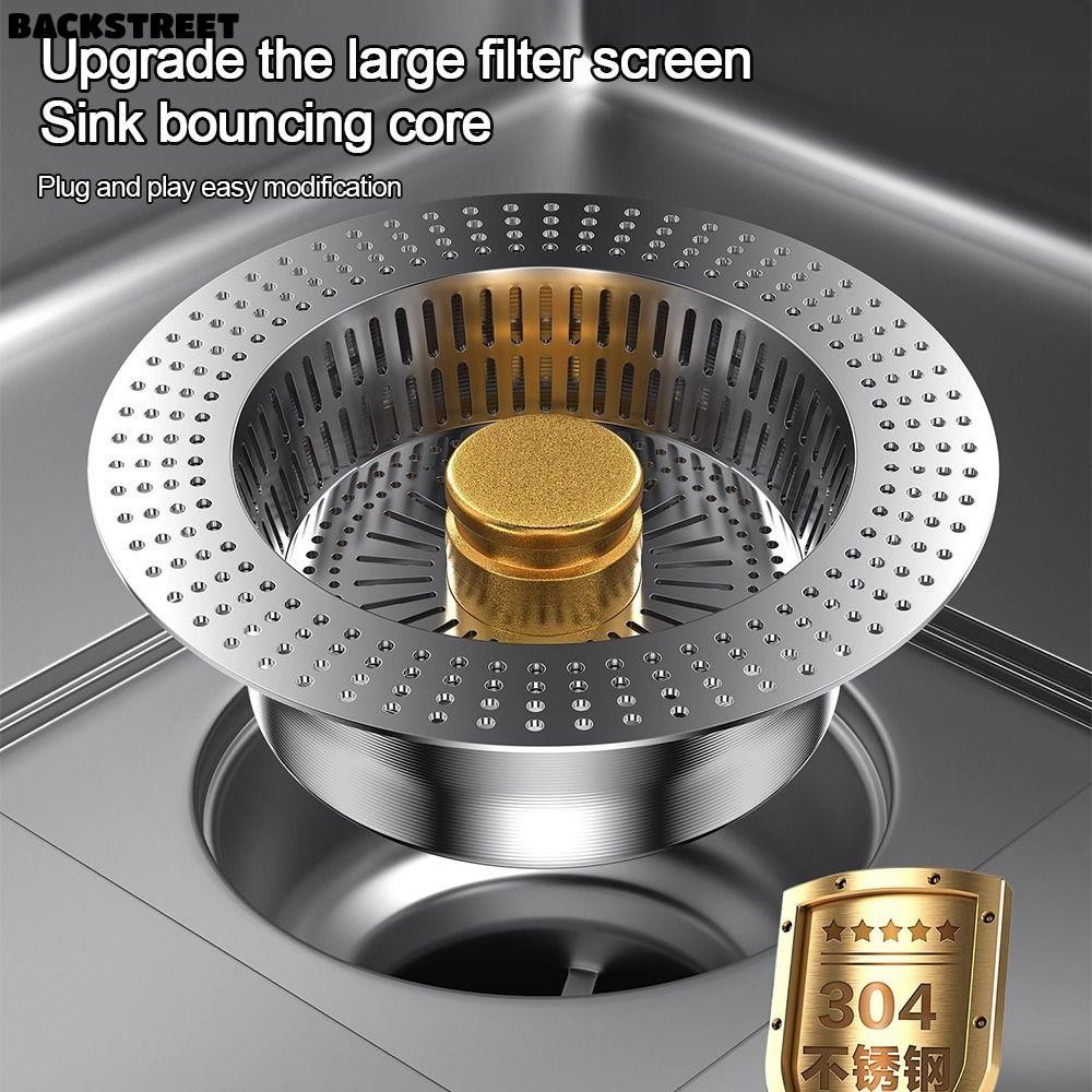 Kitchen Sink Drain Stopper & Strainer - 3-in-1 304 Stainless Steel Pop-Up For 3.5" Drains