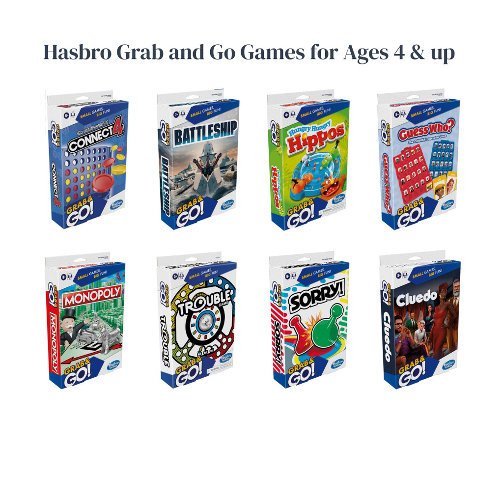 Hasbro Grab and Go Travel Games Ages 4 and Above, Mini Board Game Gift ...