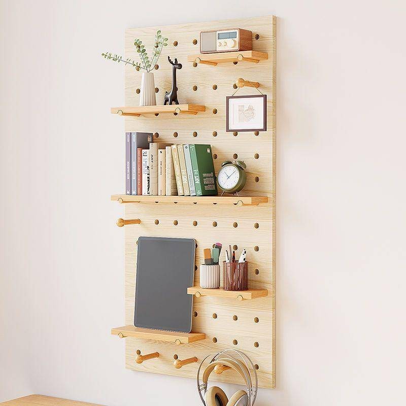 Solid wood perforated panel storage rack, wooden perforated display ...