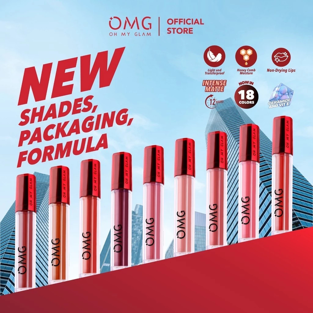 OMG OH MY GLAM Mattelast Lip Cream 2.9 g - Lip Cream Matte / Merah Jingga Official - Gambar 3