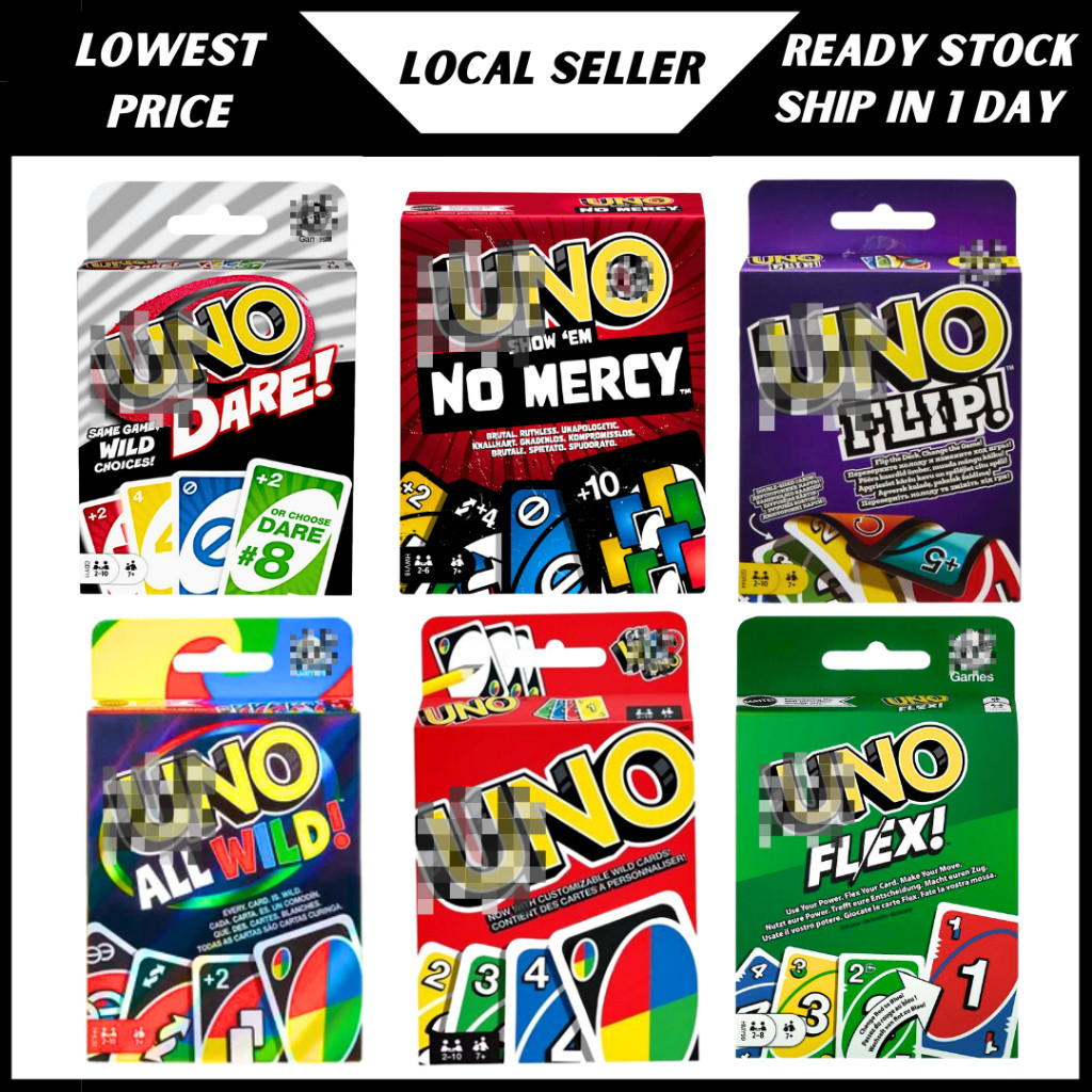 Uno No Mercy Card Game Uno Card Flip Dare All Wild Flex Family Friends ...